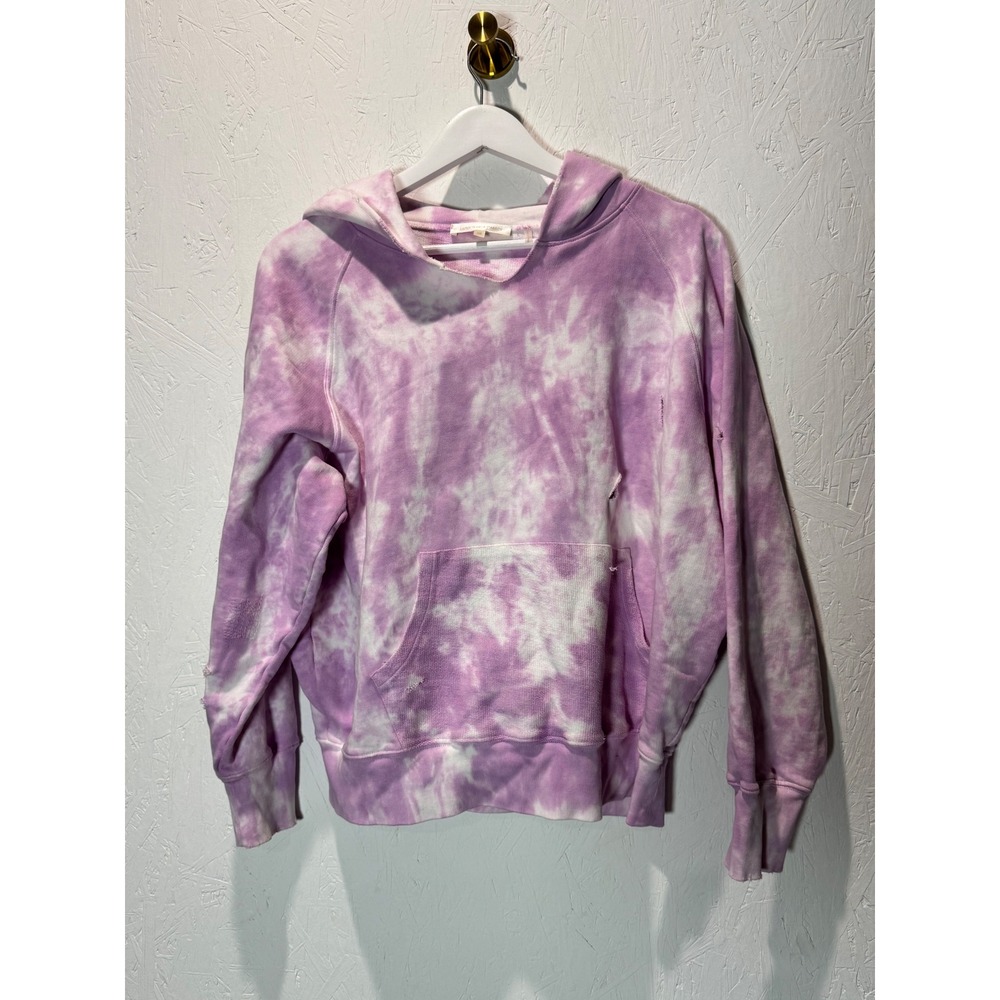 LoveShackFancy Purple Tie Dye Distressed Hoodie Sweatshirt OS